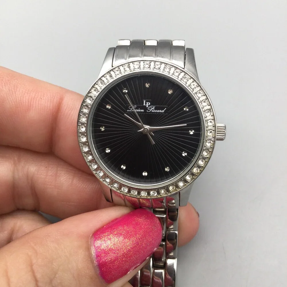 Lucien Piccard Monte Velan Womens Watch 31mm Black Crystal New Battery 8.25